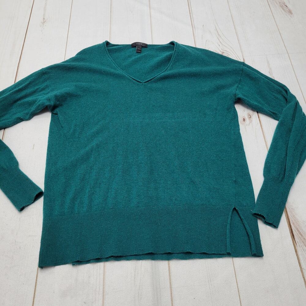 J. Crew wool V neck pullover sweater deep green
